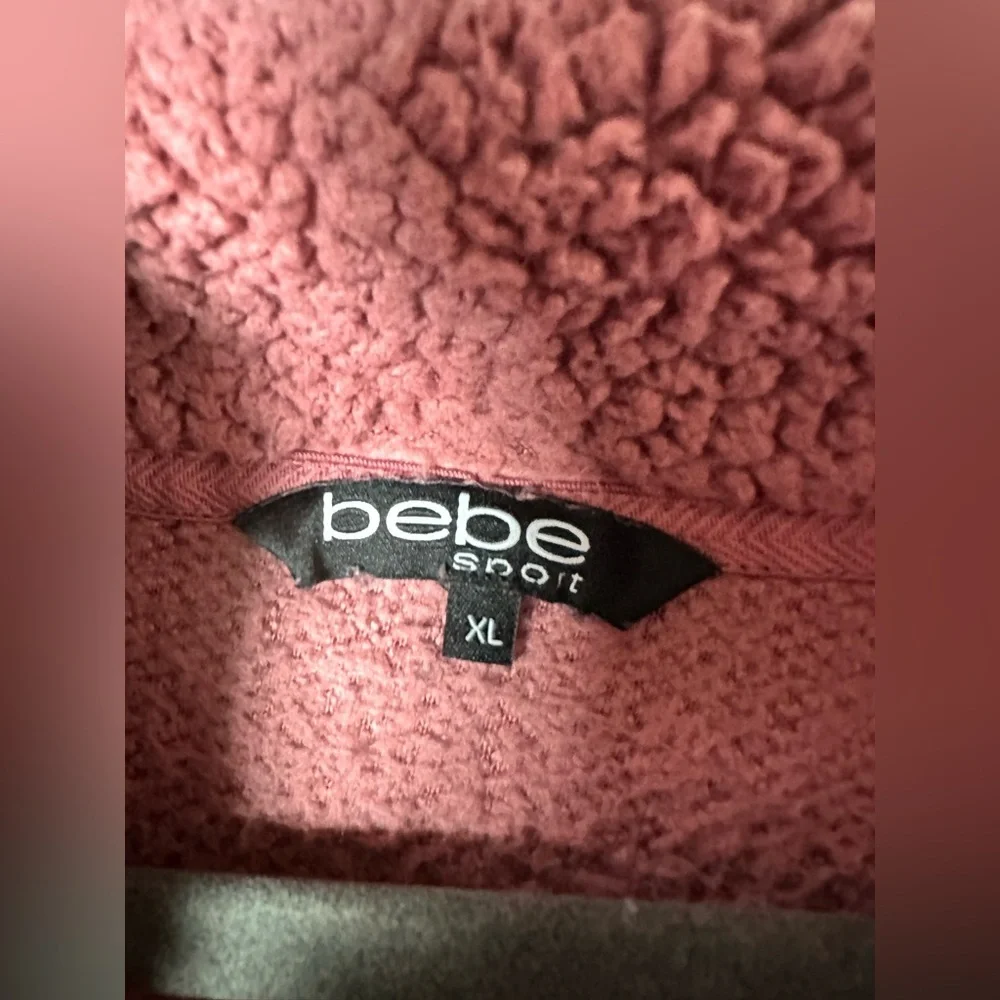 Bebe Sport Pink Sherpa Fleece Pullover Women’s XL 1/4 Zip Cozy Sweatshirt Jacket